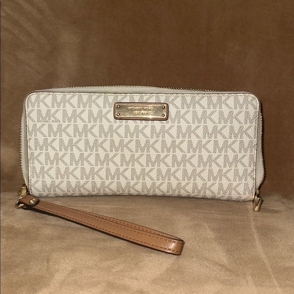 Michael Kors Monogram Silver Wristlet